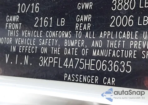 2017 Kia Forte S z USA, uszkodzony, nr VIN 3KPFL4A75HE063635